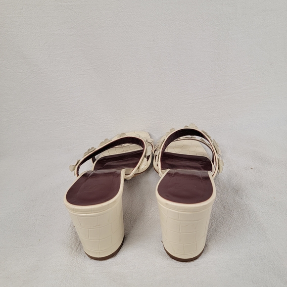 ​STAUD Skylar Cream Croc-Embossed Leather Floral Block Heel Mules - Portugal - Picture 9 of 13
